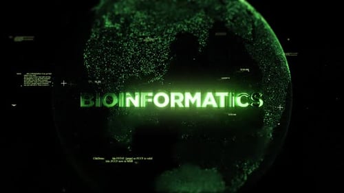 Futuristic Digital Bioinformatics Title Reveal on a Tech Globe