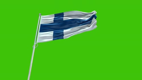 Realistic Waving Finland Flag Animation on Green Screen