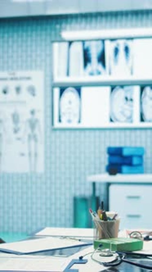 Doctor's Office with Stethoscope and Medical Scans