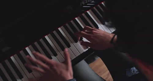 Overhead Shot of Musician Playing Piano