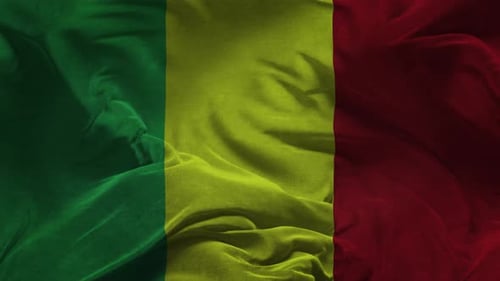 Waving Green Yellow Red Fabric Flag Loop Background