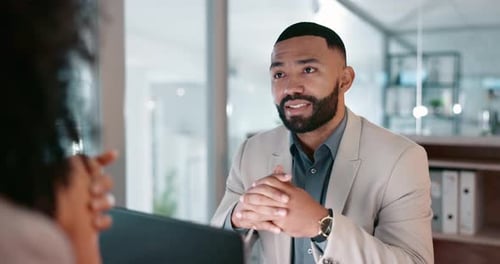 Geschäftsleute, Vorstellungsgespräch und Bürotreffen für Marketingkarriere, Gelegenheit