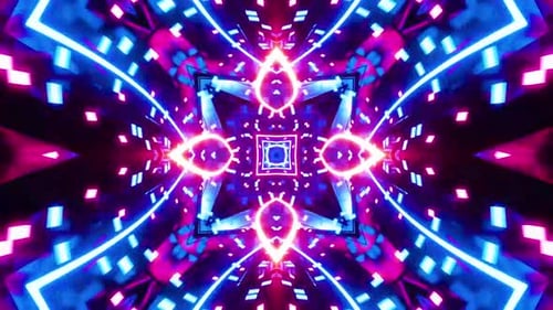 Red Blue Neon Motion Background Vj Loop. Infinitely looped animation.