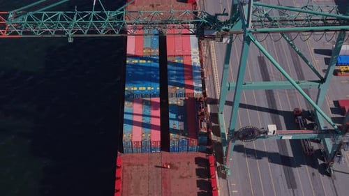 Container Ship Docking At Halifax Port Aerial View Of Maritime Shipping Hub