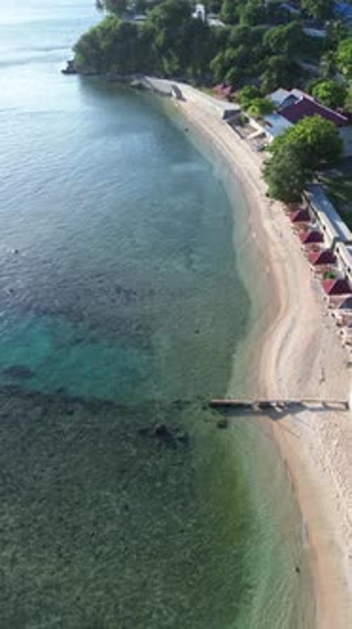Aerial View of Beautiful Tropical Beach with Turquoise Water and Sand