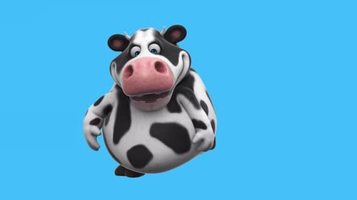 Fun 3D cartoon cow dancing (with alpha channel included)