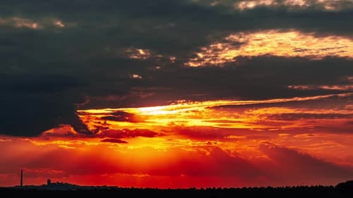 Fiery Sunset Clouds Time Lapse