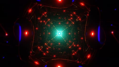 Abstract Neon Geometric Light Tunnel Loop Background