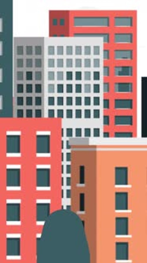 City Buildings View Parallax Vertical