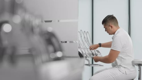 An Efficient Technician Focused on Precision Instruments in a Modern Laboratory Showcasing Expertise