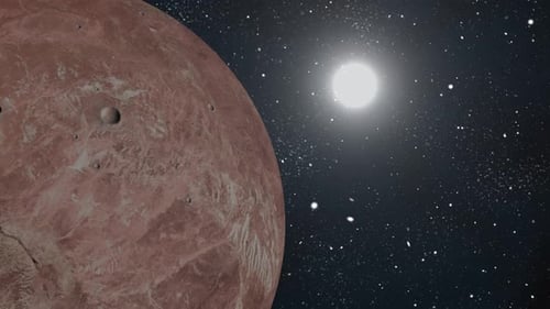 Animation des Planeten MAKEMAKE vom Weltraum aus gesehen. 1939