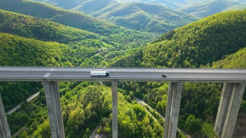 Freight Truck on Scenic Mountain Road