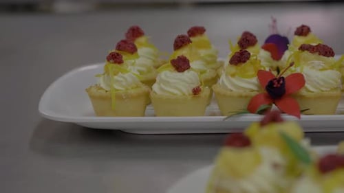 Pastry Tarts with Fruit and Flowers