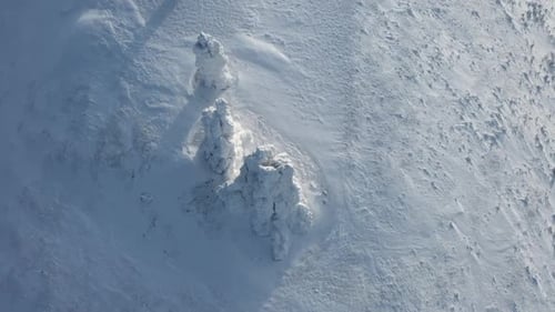 Winter landscape on frozen hills