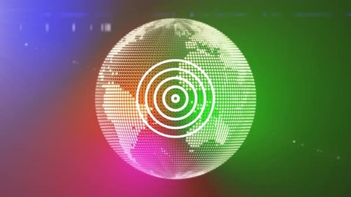 Digital Earth Globe with Expanding Pulse Wave Animation