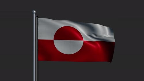 Greenland Flag Waving on Pole Realistic Loop