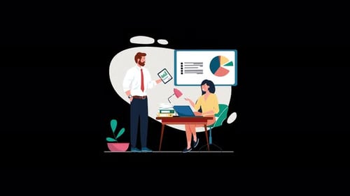 Modern Animated Business Meeting and Data Presentation