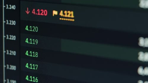 Trading Data Changes on Screen Close Up