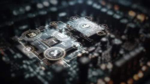 Futuristic Digital HUD Network Data Flow Interface