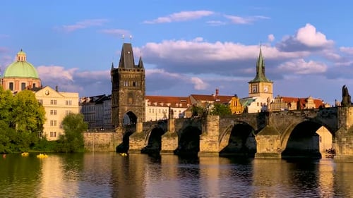 Charles Bridge in Prague in Czechia, Prague, Czech Republic. Charles Bridge (Karluv Most) and Old To