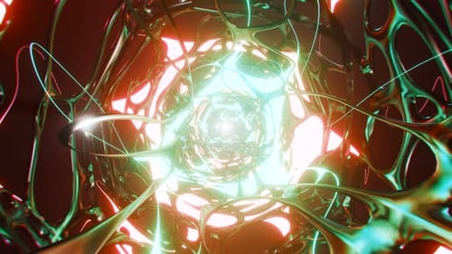 Fond abstrait futuriste, en boucle. Survoler un tunnel de science-fiction