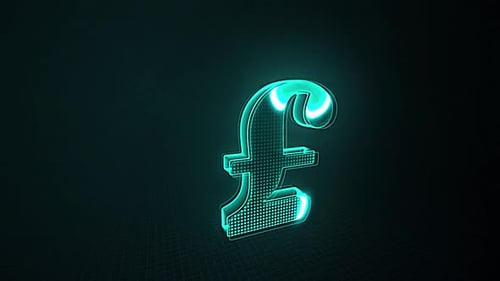 Glowing Neon Pound Sterling Symbol Rotating Loop