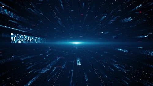 Cyber Information Highway Business Corporate Technology Particles Tunnel Digital Background Loop