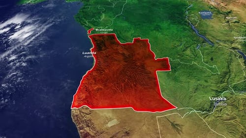 Angola Country Map Highlight Animation with Capital City Labels