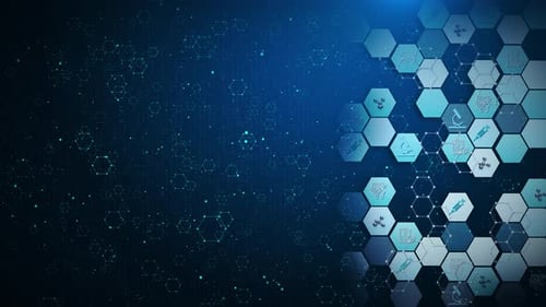 Animated Medical and Science Hexagons Digital Background Loop