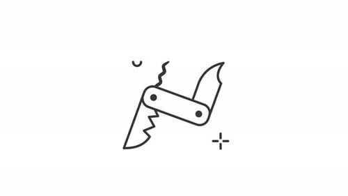 multitool knife animated icon illustration motion graphic design video, penknife animation video