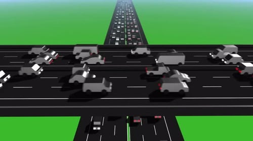 Minimalist Flowing Car Traffic on Highway Animation Loop