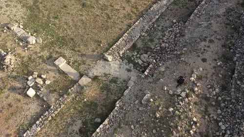 Aerial View Of Man Walking In Ancient City 3