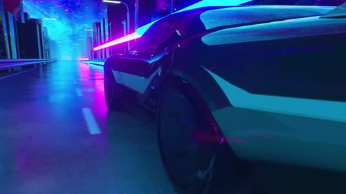 Cyberpunk Neon Road Driving Back Camera Loop