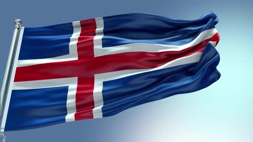 4k render Iceland Flag video waving in wind Iceland Flag Wave Loop waving in win