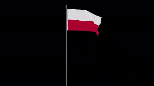 Waving Polish Flag on Alpha Channel with Realistic Animation