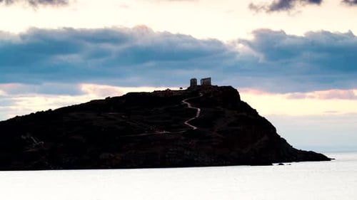 Temple grec de Poséidon, Cap Sounio. Timelapse