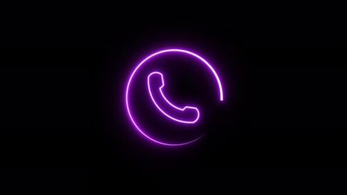 Neon Glowing Phone Call Icon Animation Loop
