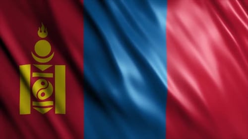 Mongolian Flag Waving Realistic Seamless Loop