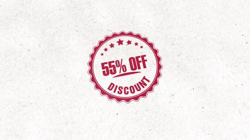Rubber Stamp 55 Percent Off Discount Badge Animation