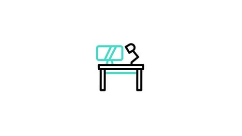 Animated Workstation Desk and Computer Line Icon