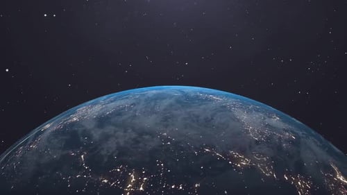 3D Rotating Earth with Night City Lights from Space