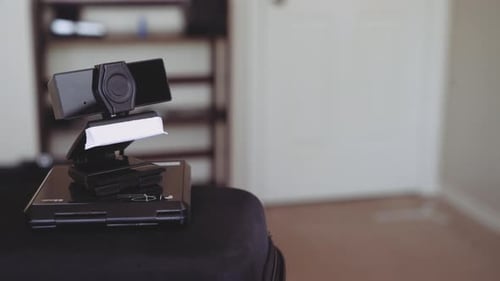 Webcam with a Microphone and Privacy Cover on stand by