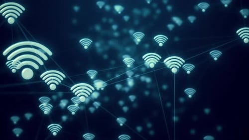 Conexión de red wifi futurista: ciberespacio, comunicación y tecnología en Abstract Virtual pl