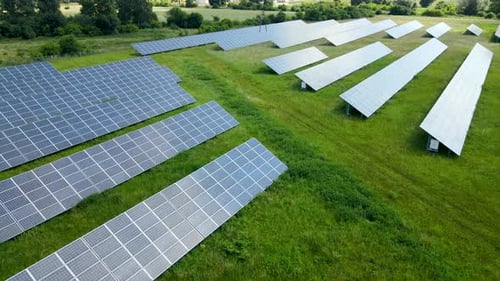 Aerial Drone View of Green Renewable Energy Generated by Solar Panels