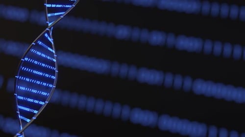 Digital DNA Helix with Binary Code Background Animation