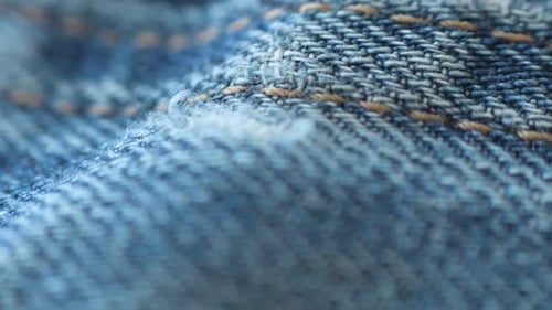 Macro Shot of Blue Denim Fabric Texture