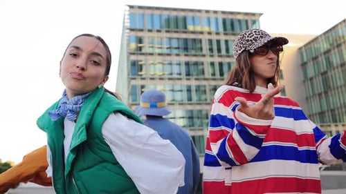 Friends Dancing in the City