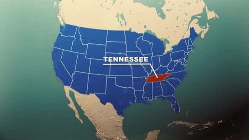 Tennessee Map Highlight – Usa 3D Political Globe Animation