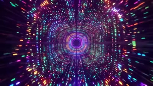 Futuristic Neon Digital Data Tunnel Loop Abstract Motion Gra