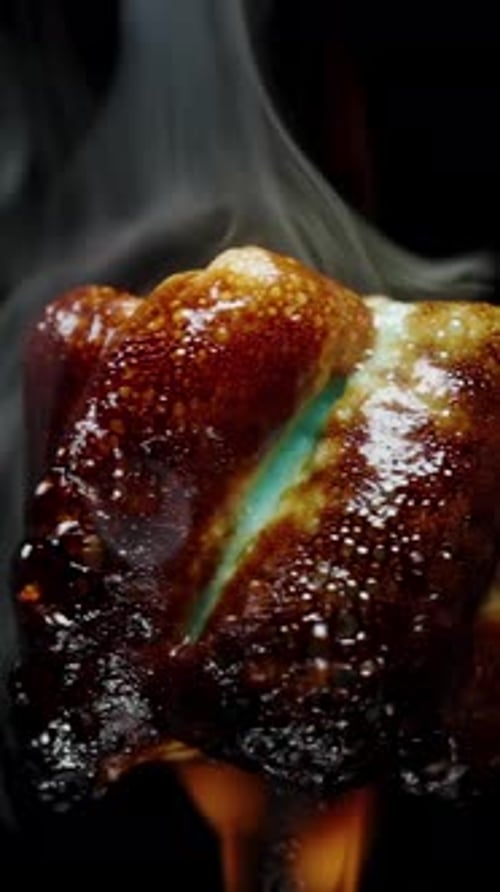 Marshmallow Roasting and Charring Over Open Flame